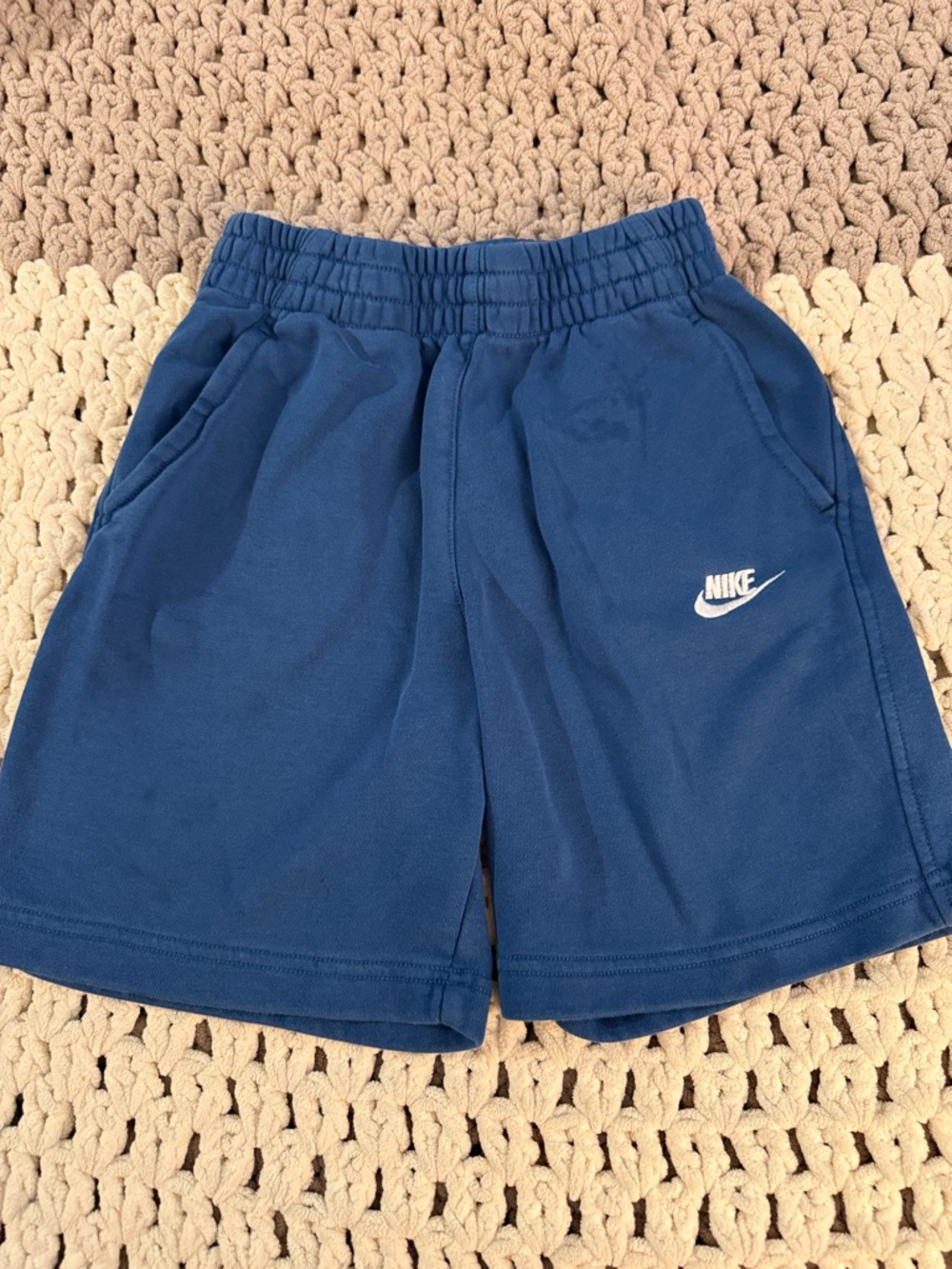 Nike Boys Royal Blue Fleece Shorts with White Logo